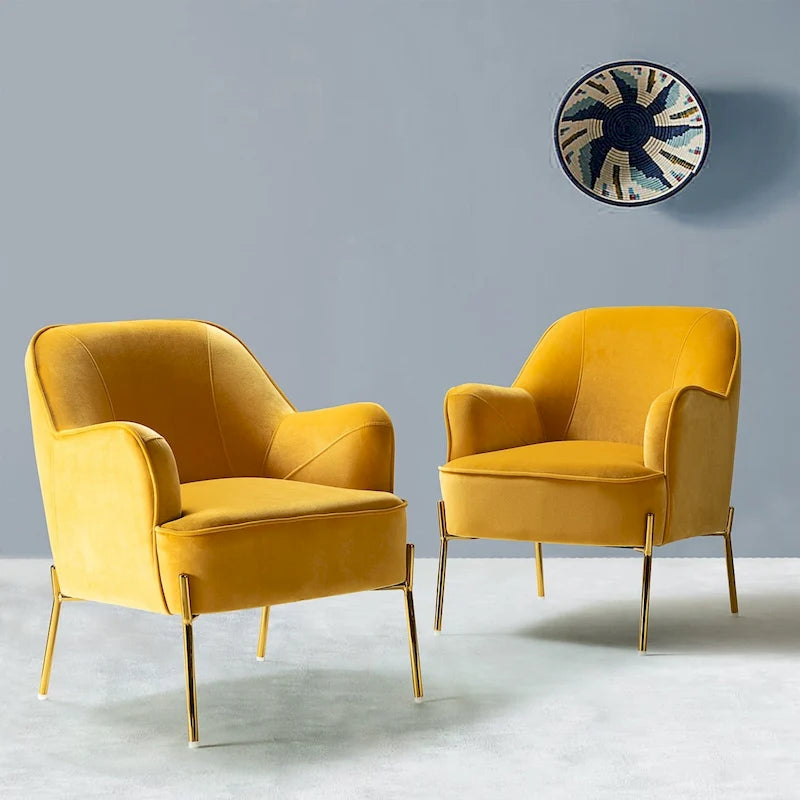Sillón Acentual de Terciopelo con Patas Doradas
