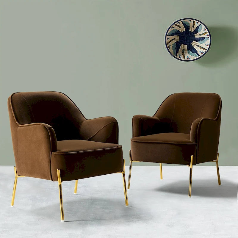 Sillón Acentual de Terciopelo con Patas Doradas