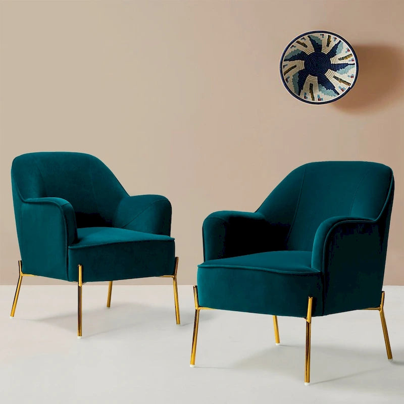 Sillón Acentual de Terciopelo con Patas Doradas