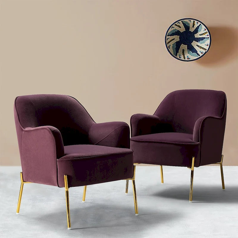 Sillón Acentual de Terciopelo con Patas Doradas