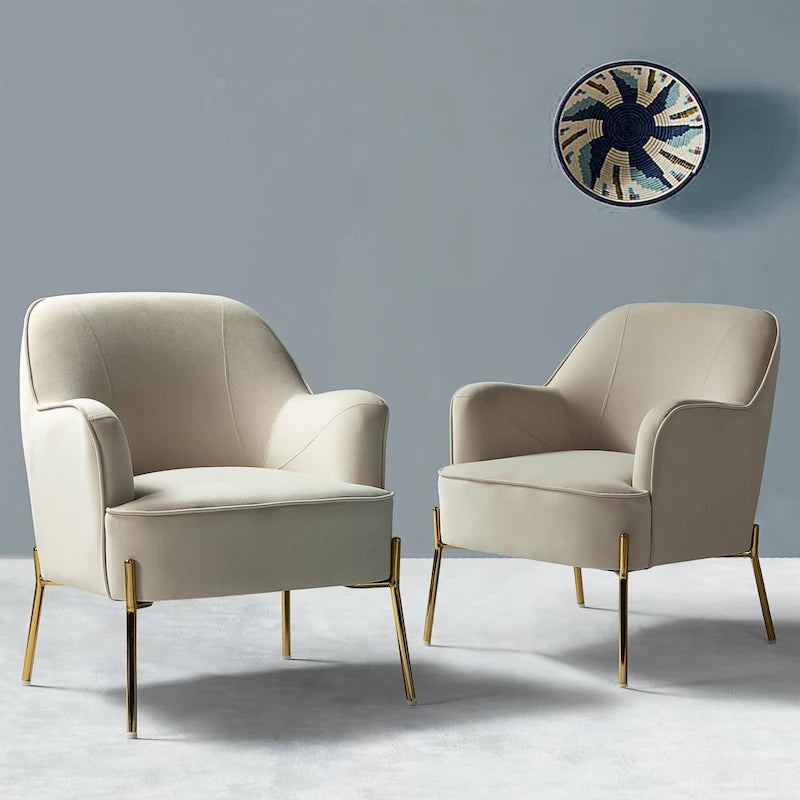 Sillón Acentual de Terciopelo con Patas Doradas