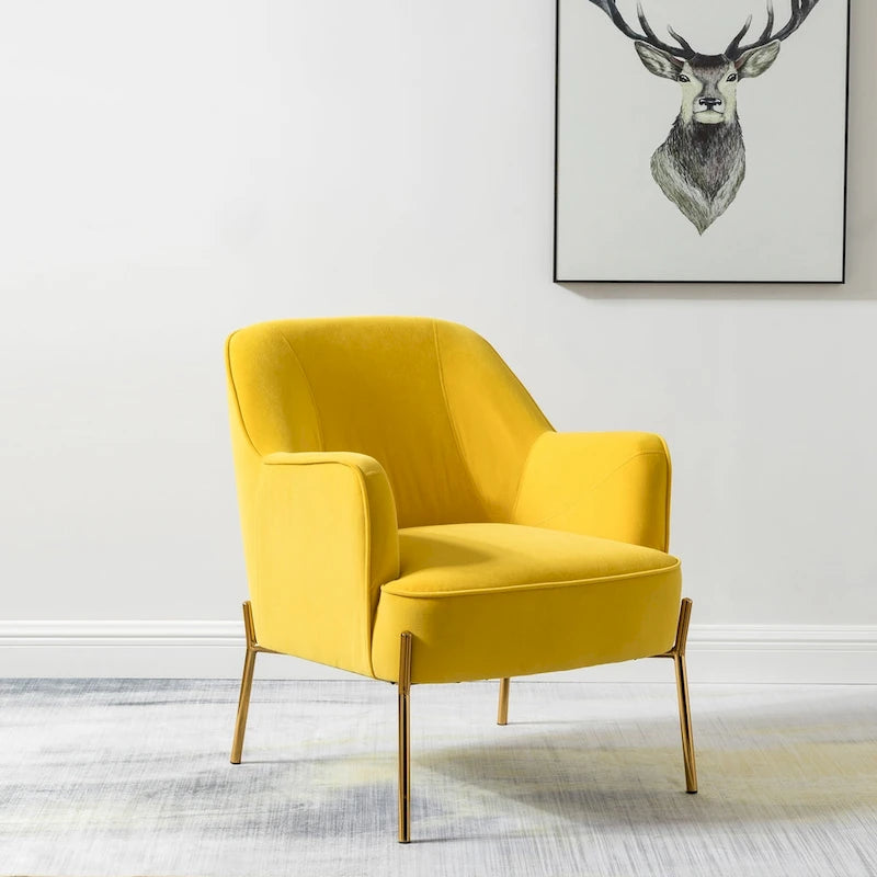 Sillón Acentual de Terciopelo con Patas Doradas