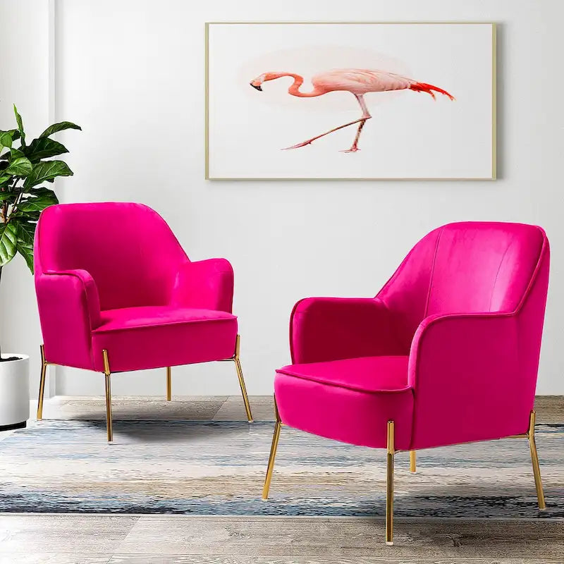 Sillón Acentual de Terciopelo con Patas Doradas