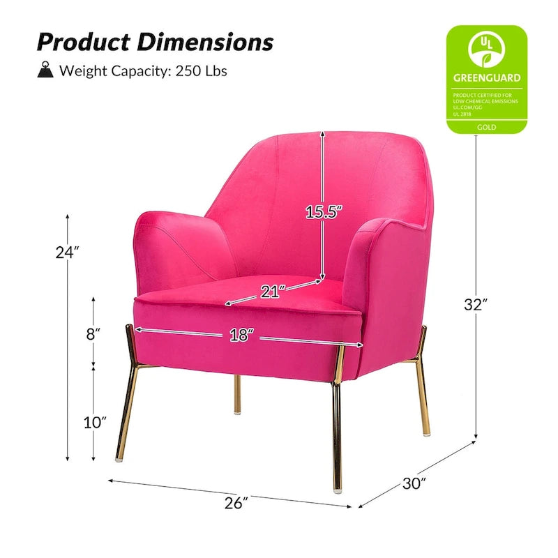 Sillón Acentual de Terciopelo con Patas Doradas