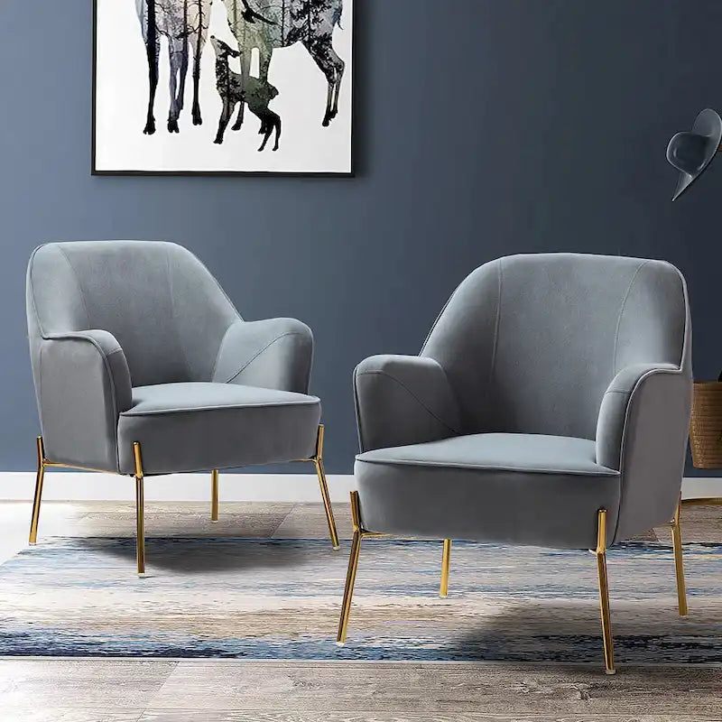 Sillón Acentual de Terciopelo con Patas Doradas