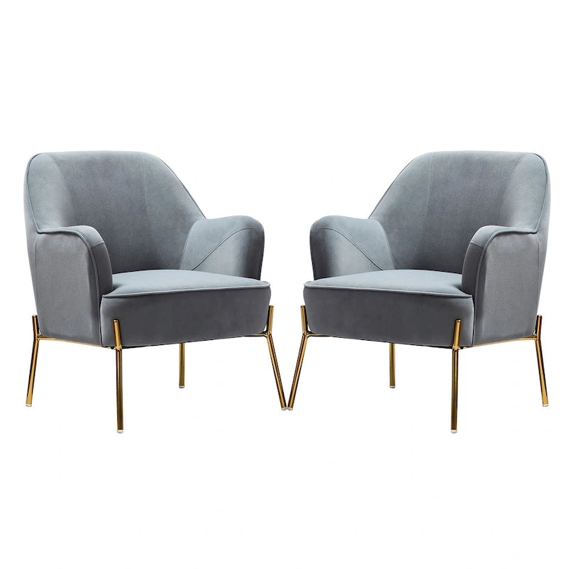 Sillón Acentual de Terciopelo con Patas Doradas