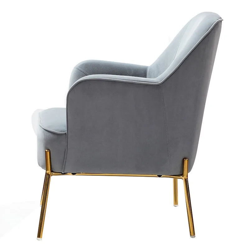 Sillón Acentual de Terciopelo con Patas Doradas
