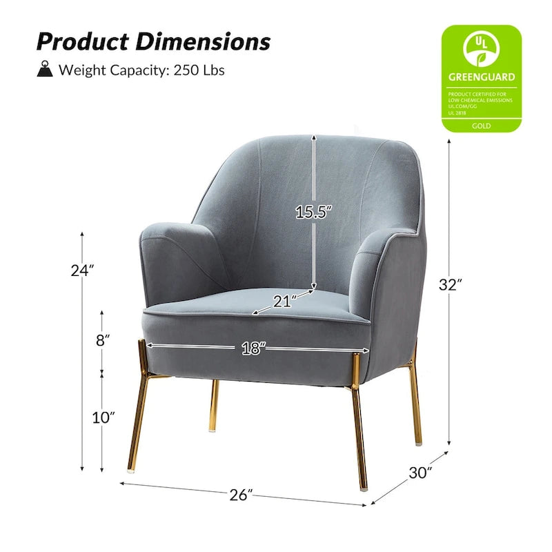 Sillón Acentual de Terciopelo con Patas Doradas