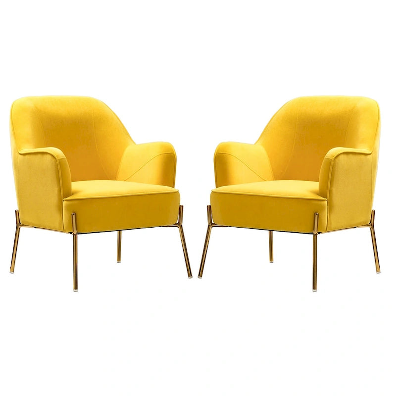 Sillón Acentual de Terciopelo con Patas Doradas