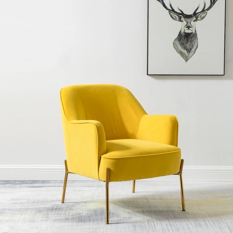 Sillón Acentual de Terciopelo con Patas Doradas