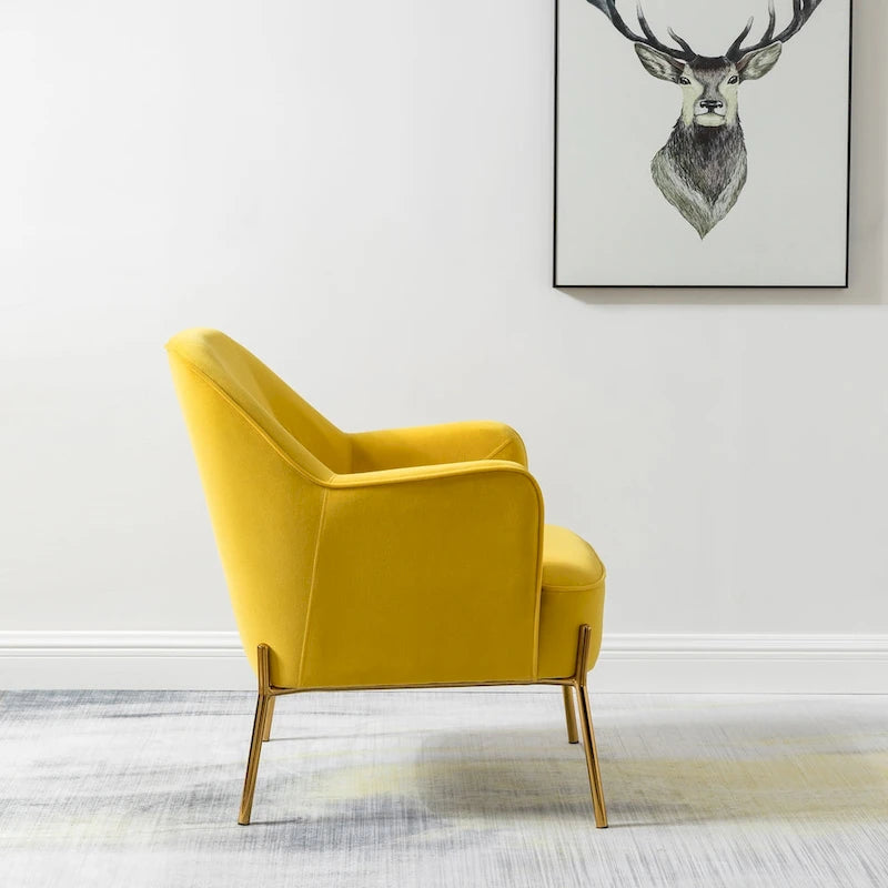 Sillón Acentual de Terciopelo con Patas Doradas