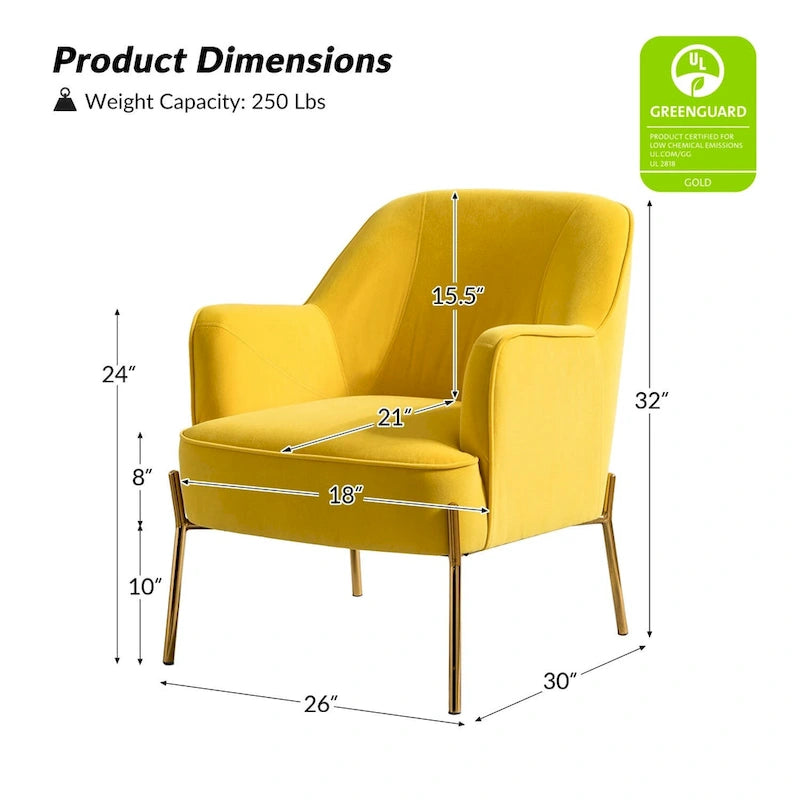 Sillón Acentual de Terciopelo con Patas Doradas