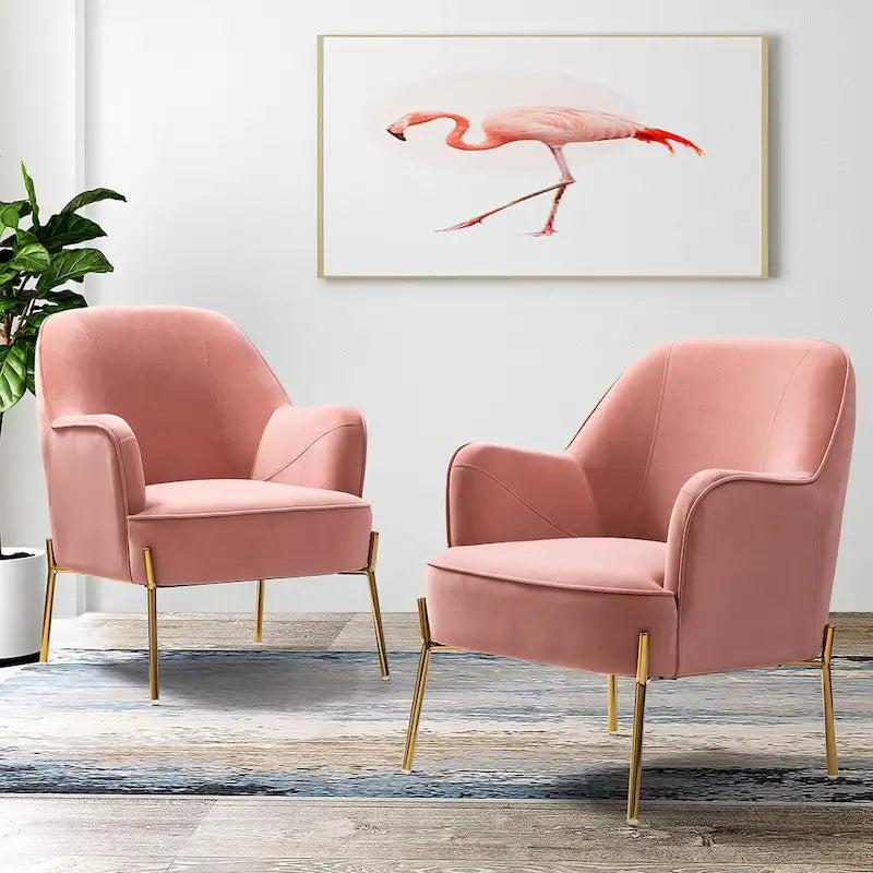 Sillón Acentual de Terciopelo con Patas Doradas