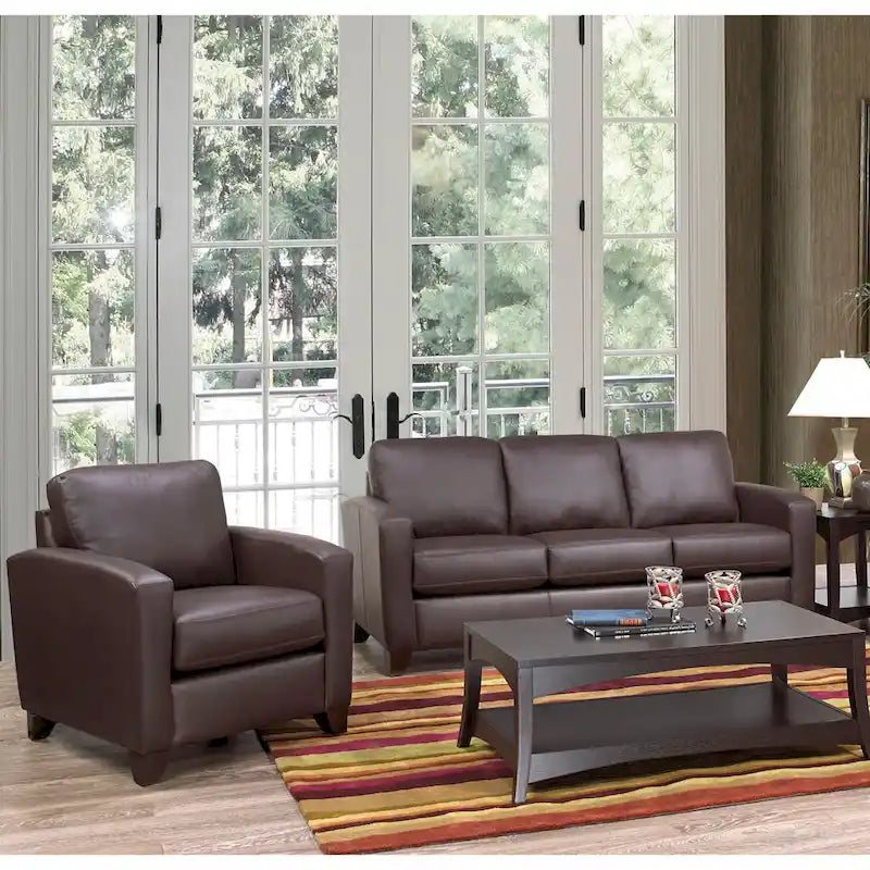 Sofá y sillón de cuero flor italiano
