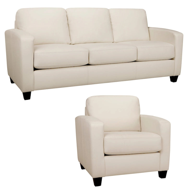 Sofá y sillón de cuero flor italiano