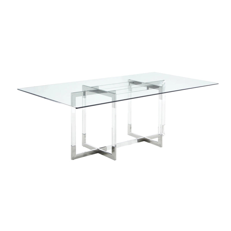 Mesa de comedor de 72 pulgadas con base acrílica flotante