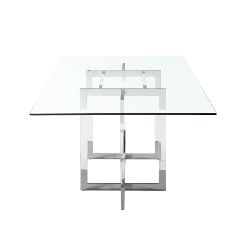 Mesa de comedor de 72 pulgadas con base acrílica flotante