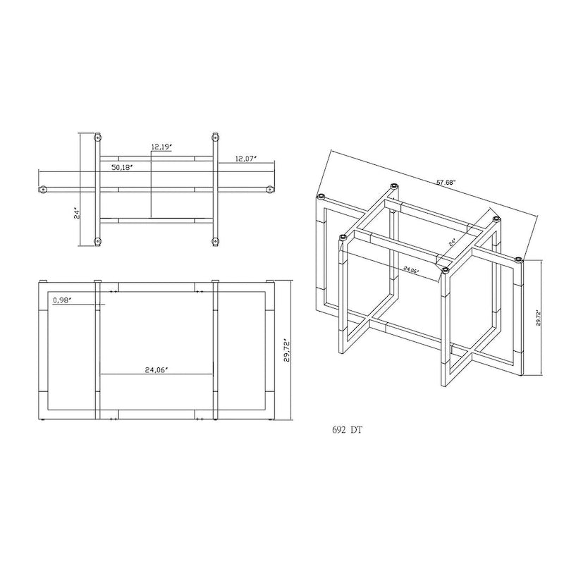 Mesa de comedor de 72 pulgadas con base acrílica flotante