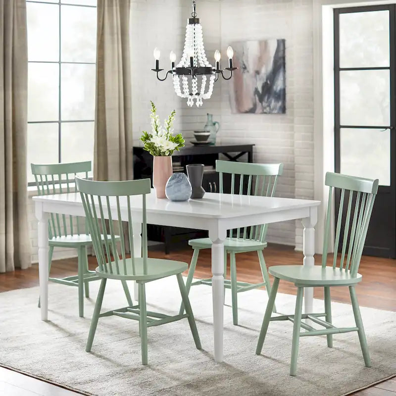 Juego de comedor de 5 piezas, mesa rectangular con 4 sillas, madera de caucho