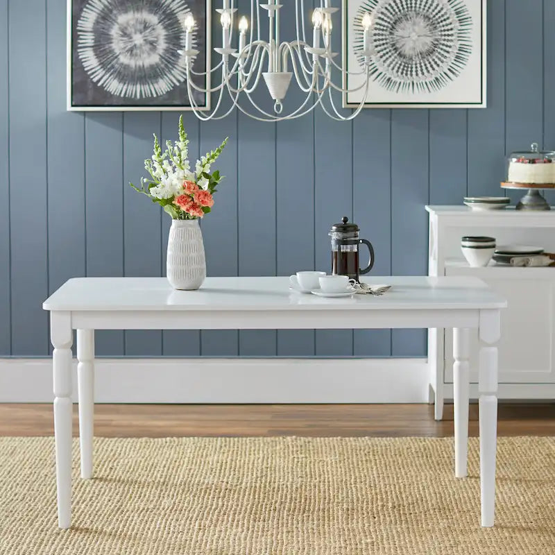 Juego de comedor de 5 piezas, mesa rectangular con 4 sillas, madera de caucho