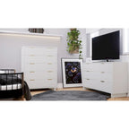 Juego de tocador de 2 piezas para dormitorio – Cómoda alta y tocador doble