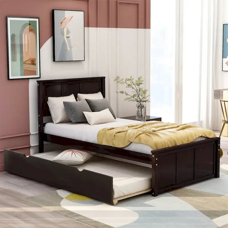 Cama plataforma doble con cama nido
