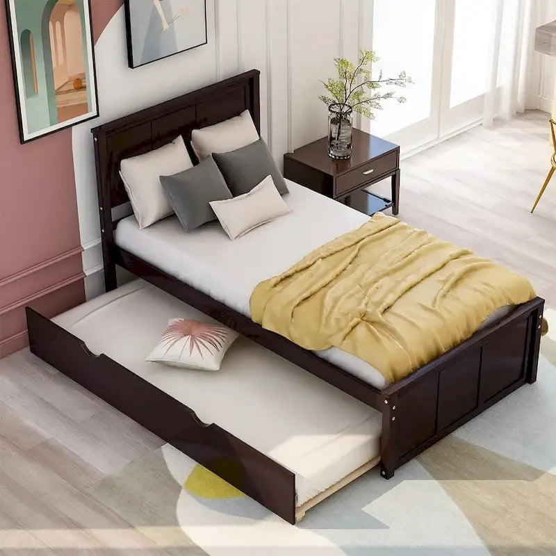 Cama plataforma doble con cama nido