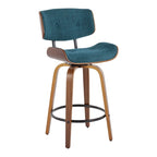 Taburete de barra de altura fija de 26" con patas de madera curvada