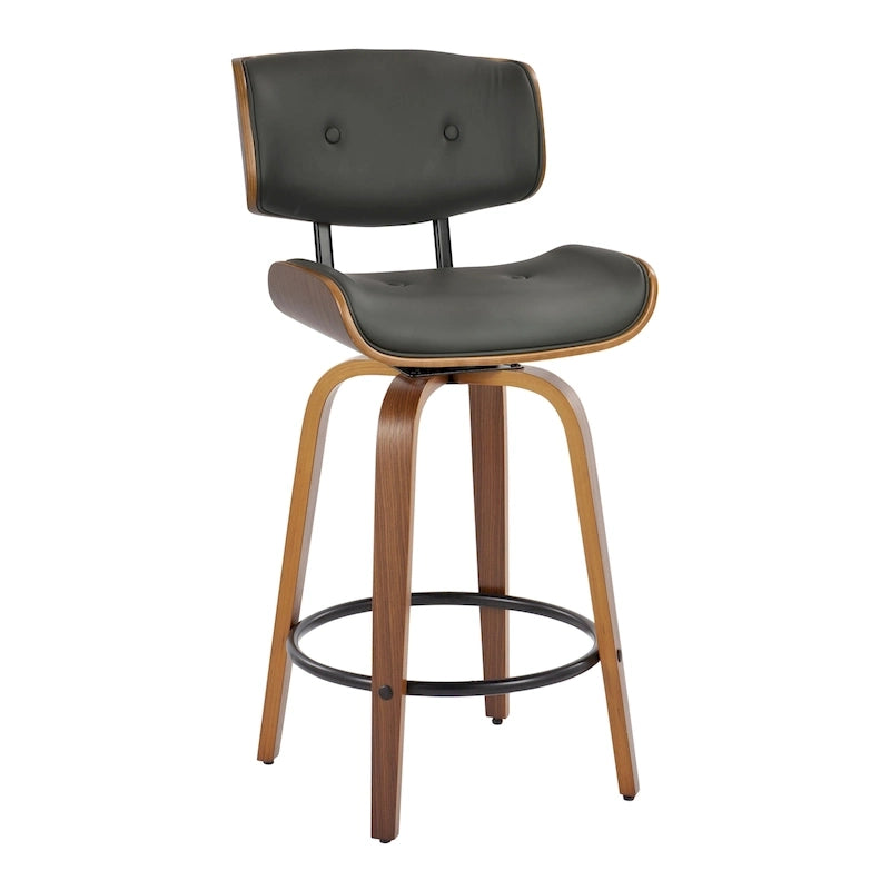 Taburete de barra de altura fija de 26" con patas de madera curvada