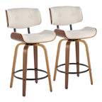 Taburete de barra de altura fija de 26" con patas de madera curvada
