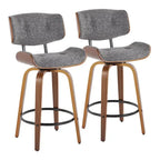 Taburete de barra de altura fija de 26" con patas de madera curvada