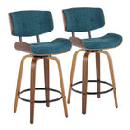 Taburete de barra de altura fija de 26" con patas de madera curvada