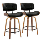 Taburete de barra de altura fija de 26" con patas de madera curvada