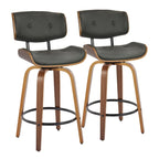 Taburete de barra de altura fija de 26" con patas de madera curvada