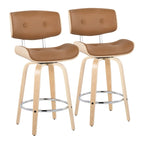 Taburete de barra de altura fija de 26" con patas de madera curvada