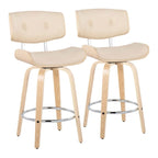Taburete de barra de altura fija de 26" con patas de madera curvada