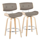 Taburete de barra de altura fija de 26" con patas de madera curvada
