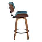 Taburete de barra de altura fija de 26" con patas de madera curvada