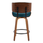 Taburete de barra de altura fija de 26" con patas de madera curvada