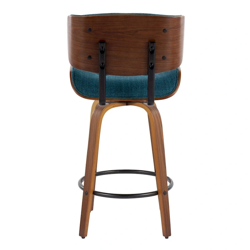 Taburete de barra de altura fija de 26" con patas de madera curvada