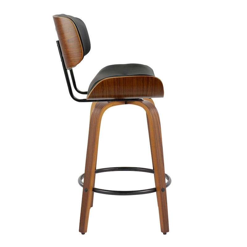 Taburete de barra de altura fija de 26" con patas de madera curvada