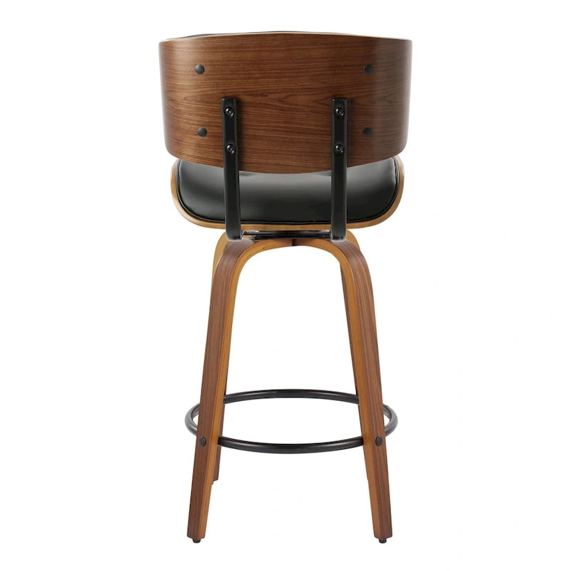 Taburete de barra de altura fija de 26" con patas de madera curvada
