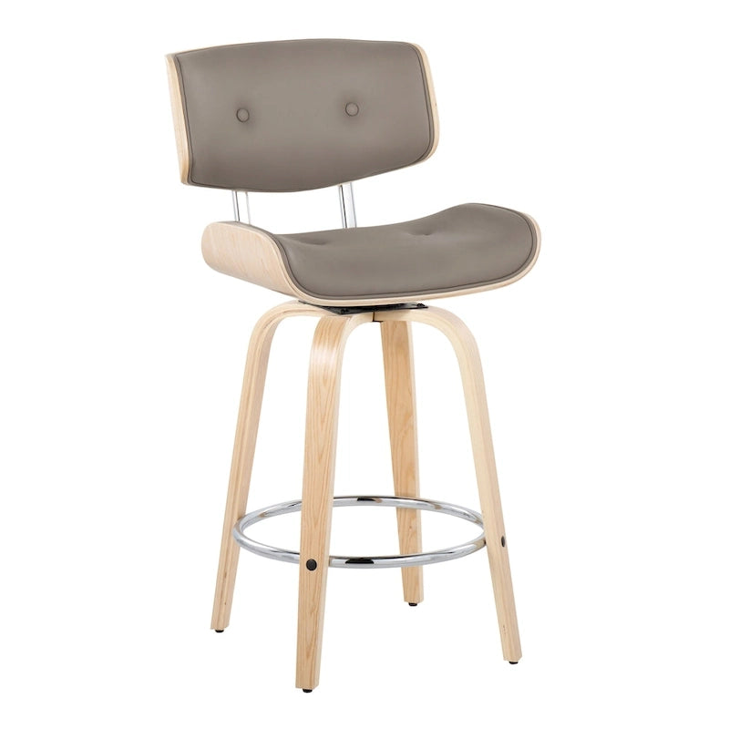 Taburete de barra de altura fija de 26" con patas de madera curvada