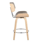 Taburete de barra de altura fija de 26" con patas de madera curvada