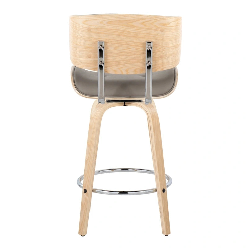 Taburete de barra de altura fija de 26" con patas de madera curvada
