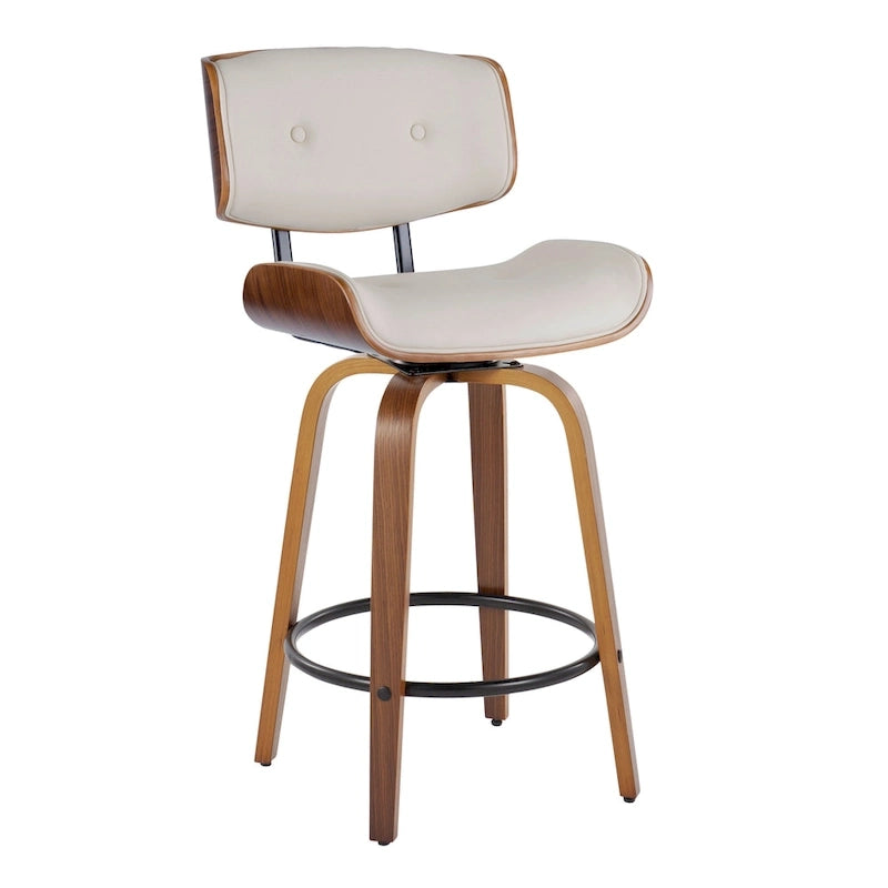 Taburete de barra de altura fija de 26" con patas de madera curvada