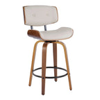 Taburete de barra de altura fija de 26" con patas de madera curvada