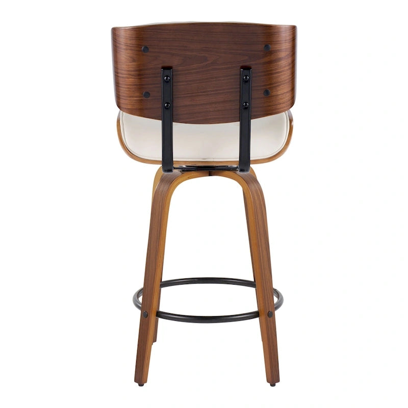 Taburete de barra de altura fija de 26" con patas de madera curvada