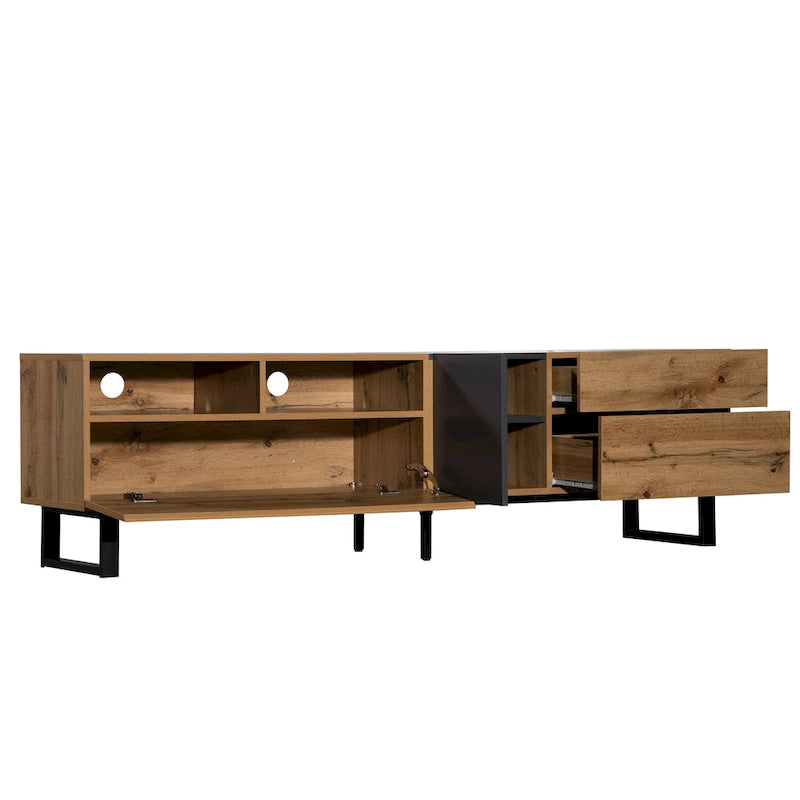 Mueble Moderno para TV de 80" con Doble Espacio de Almacenamiento