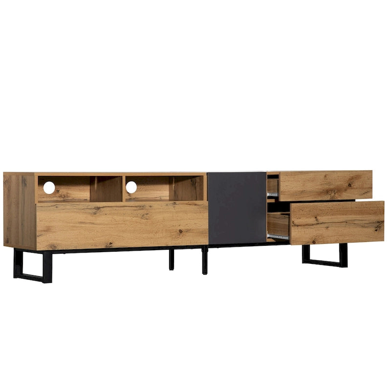 Mueble Moderno para TV de 80" con Doble Espacio de Almacenamiento